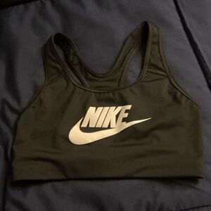 Nike Women's Black Sports Bra with White Logo